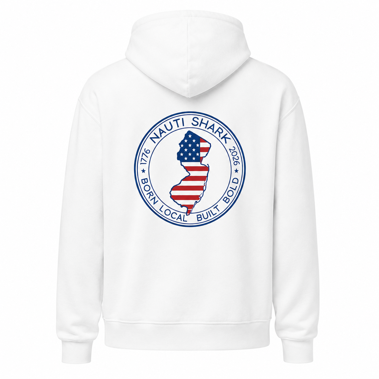 USA 250th Birthday - NJ Design - White Lightweight Fleece Hoodie