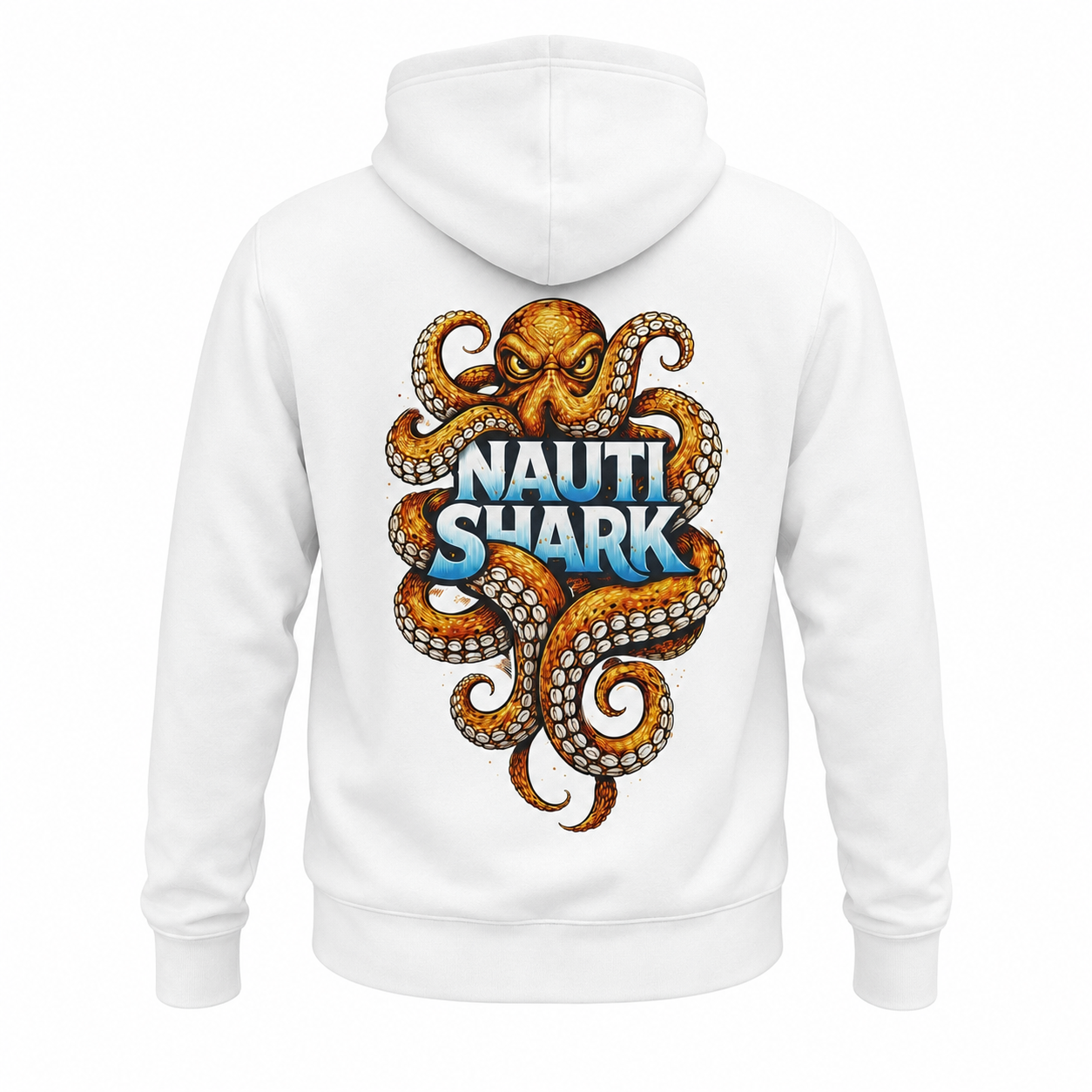 White KRAKEN HOODIE - Orange Design