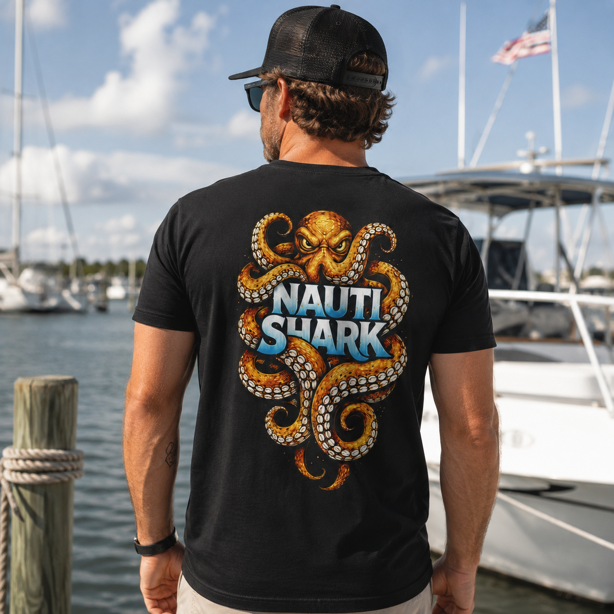 Black KRAKEN T-SHIRT - Orange Design