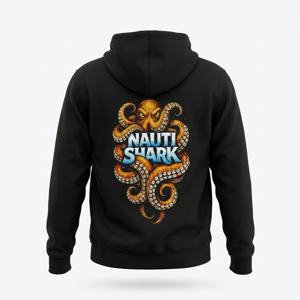 Black KRAKEN HOODIE - Orange Design
