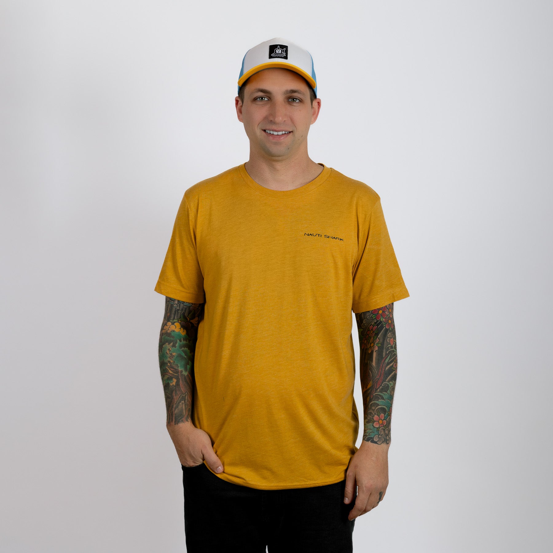 Mustard MOUNTAIN T-Shirt - MOUNTAIN BLACK LOGO