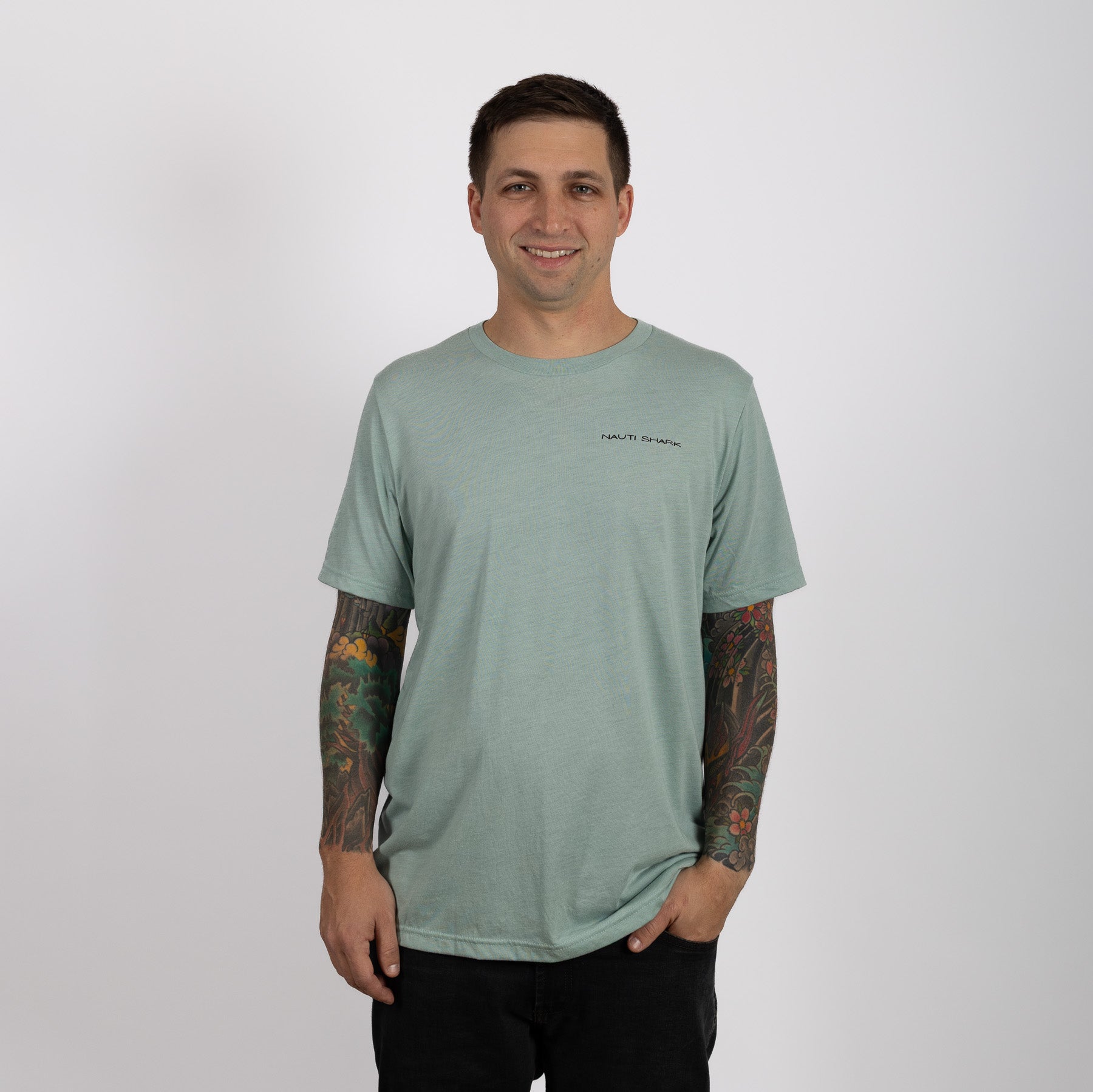 Dusty Blue COASTAL VAN T-Shirt - VAN BLACK LOGO