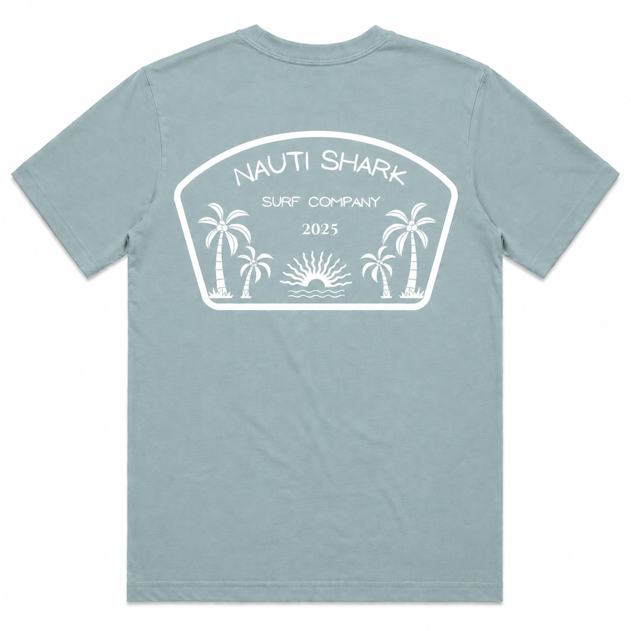 Dusty Blue SURF COMPANY T-SHIRT - White Design