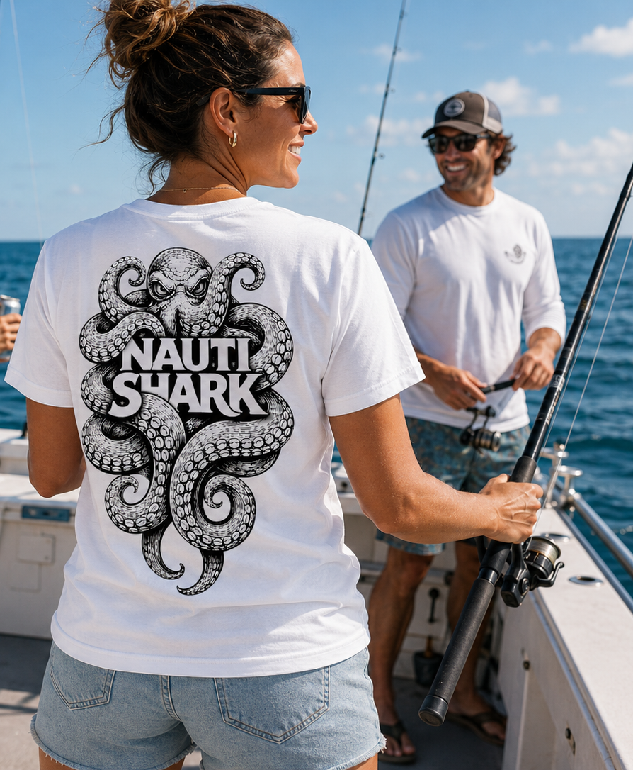 White KRAKEN T-SHIRT - Black & White Design