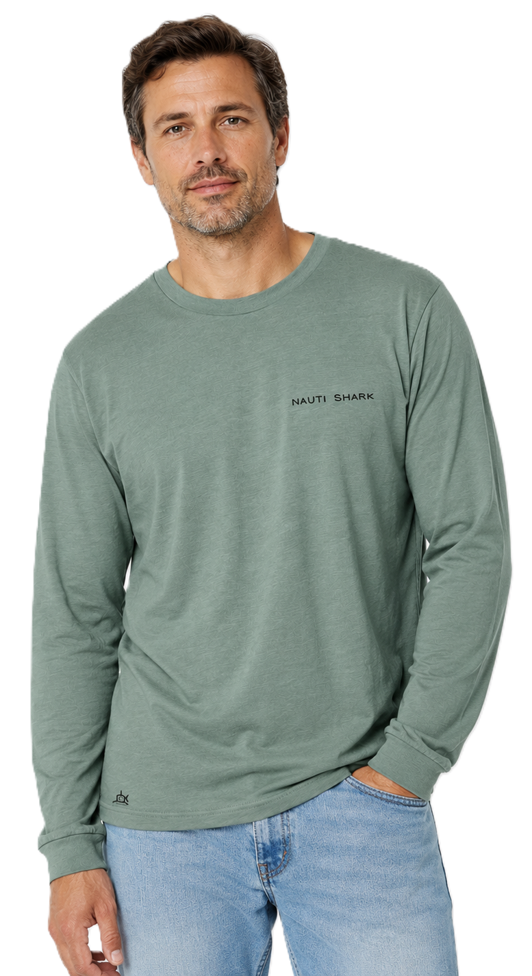 Dusty Blue KRAKEN Long Sleeve T-SHIRT - Black & White Design