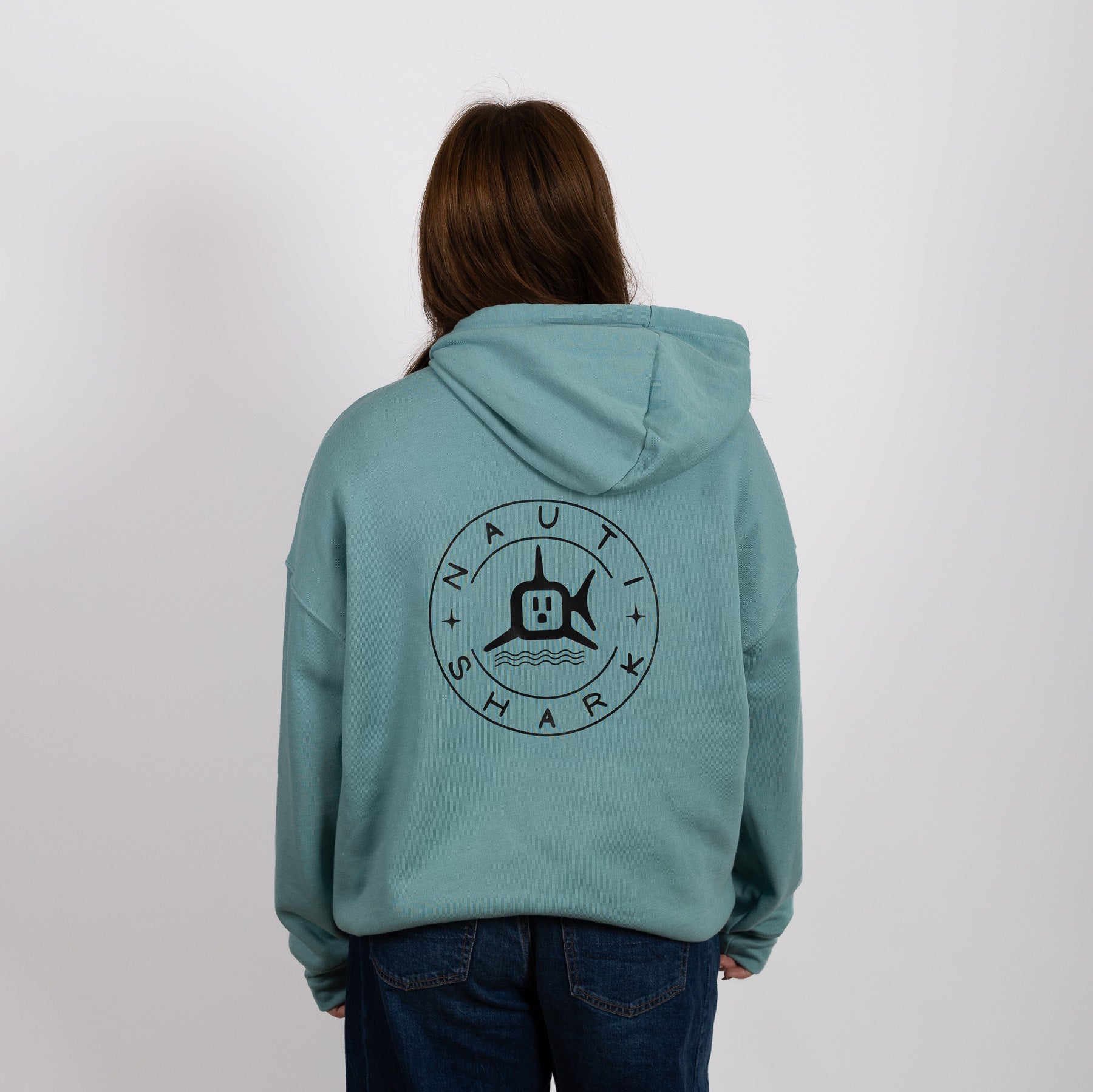HOODIE W/ BLACK CLASSIC CIRCLE LOGO - HEATHER BLUE