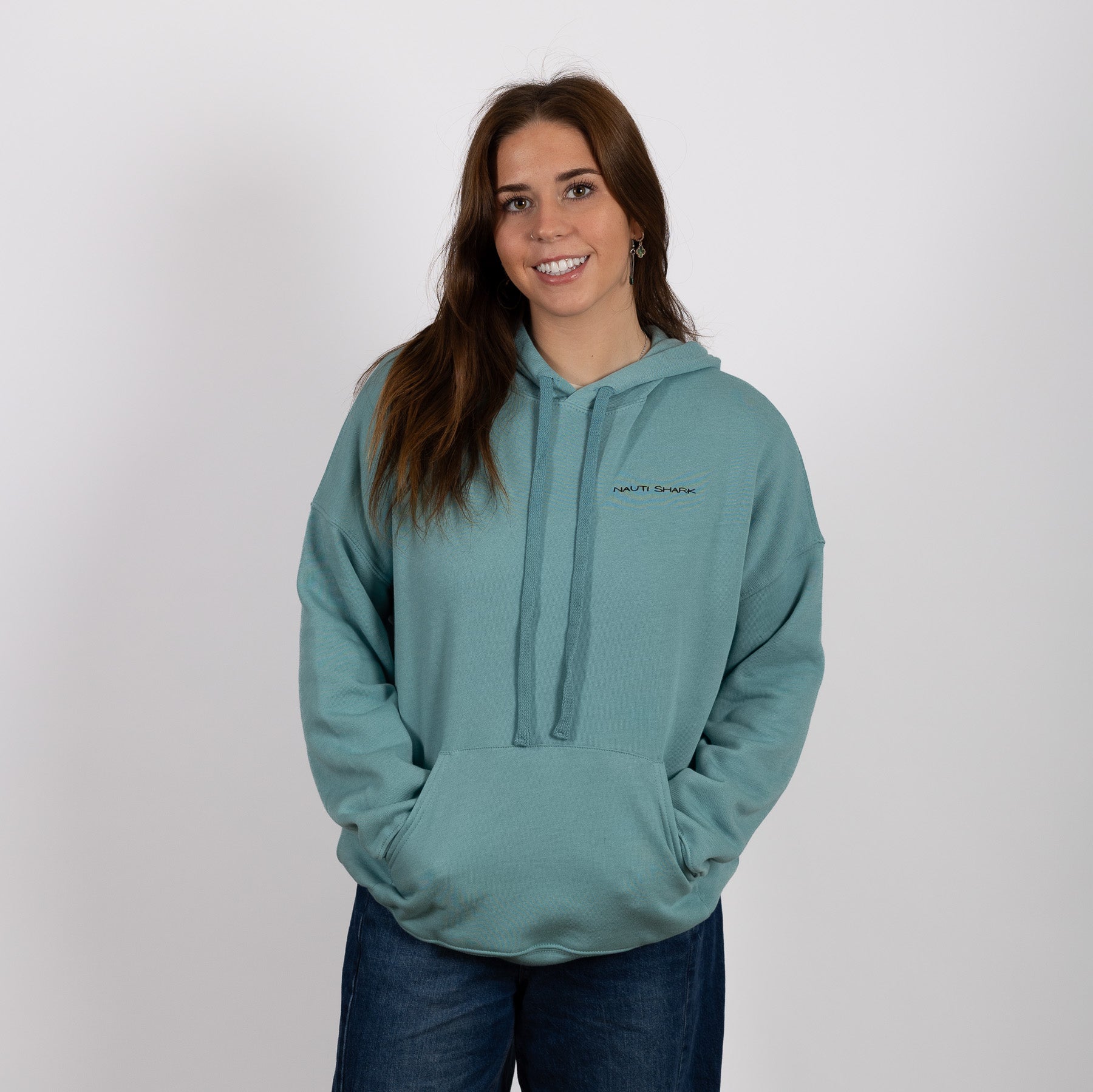 HOODIE W/ BLACK CLASSIC CIRCLE LOGO - HEATHER BLUE
