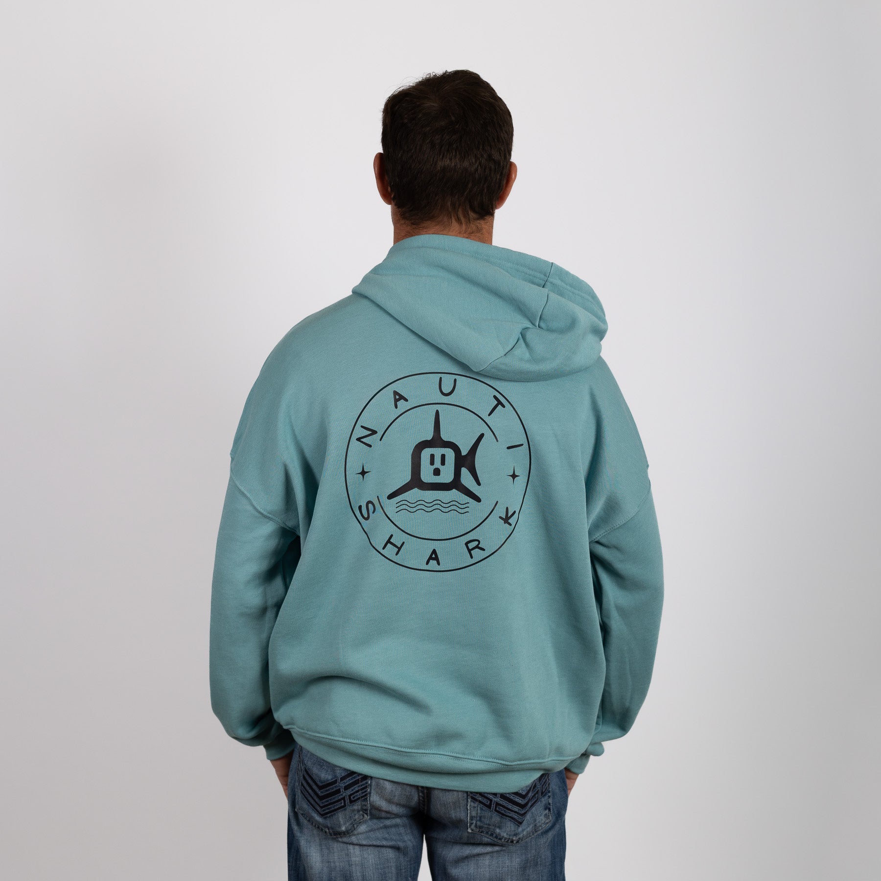 HOODIE W/ BLACK CLASSIC CIRCLE LOGO - HEATHER BLUE