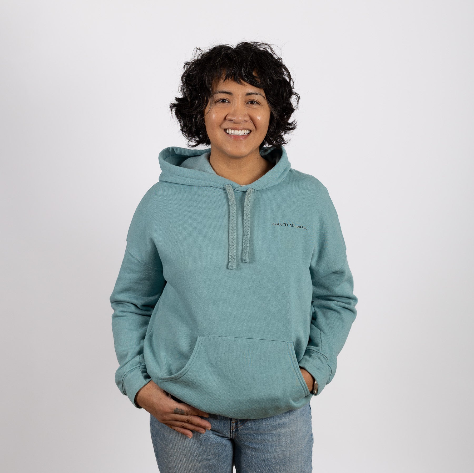 HOODIE W/ BLACK LOCAL LOGO - HEATHER BLUE