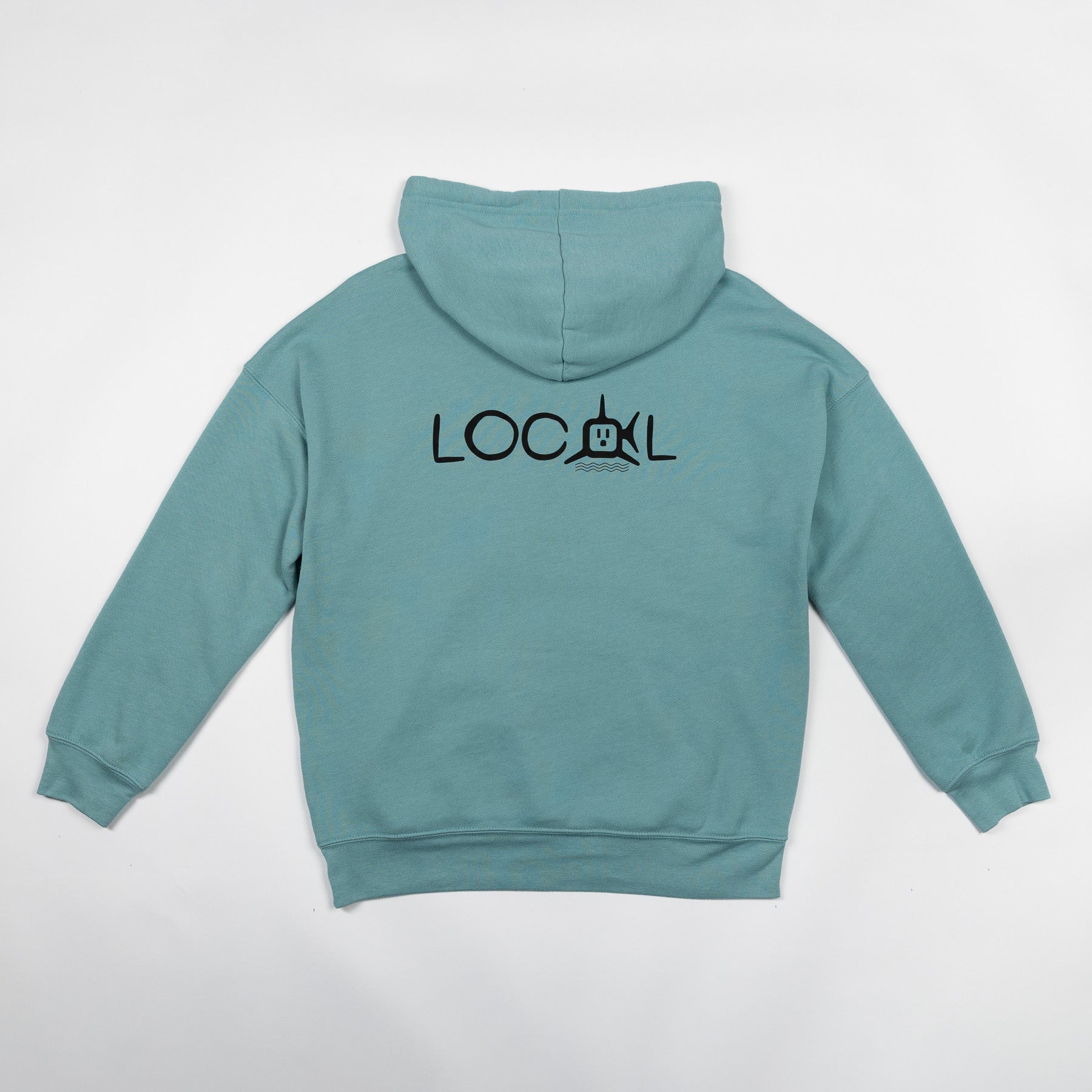 HOODIE W/ BLACK LOCAL LOGO - HEATHER BLUE