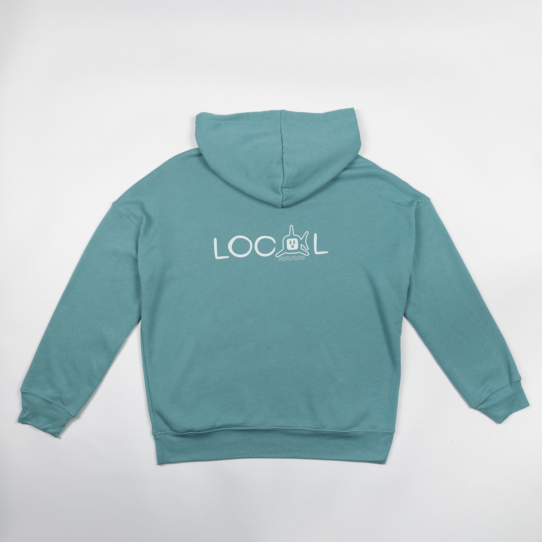 HOODIE W/ WHITE LOCAL LOGO - HEATHER BLUE