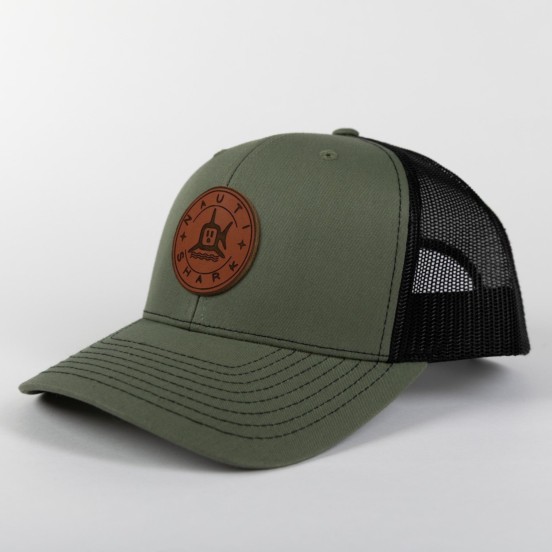 Leather Classic Circle Trucker - Green/Black