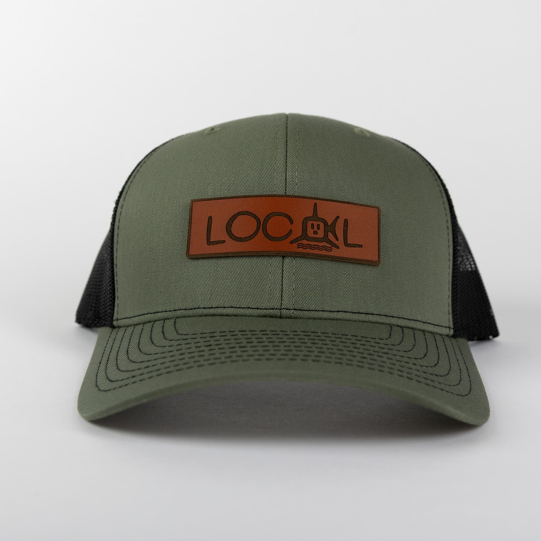 Leather Local Trucker - Green/Black