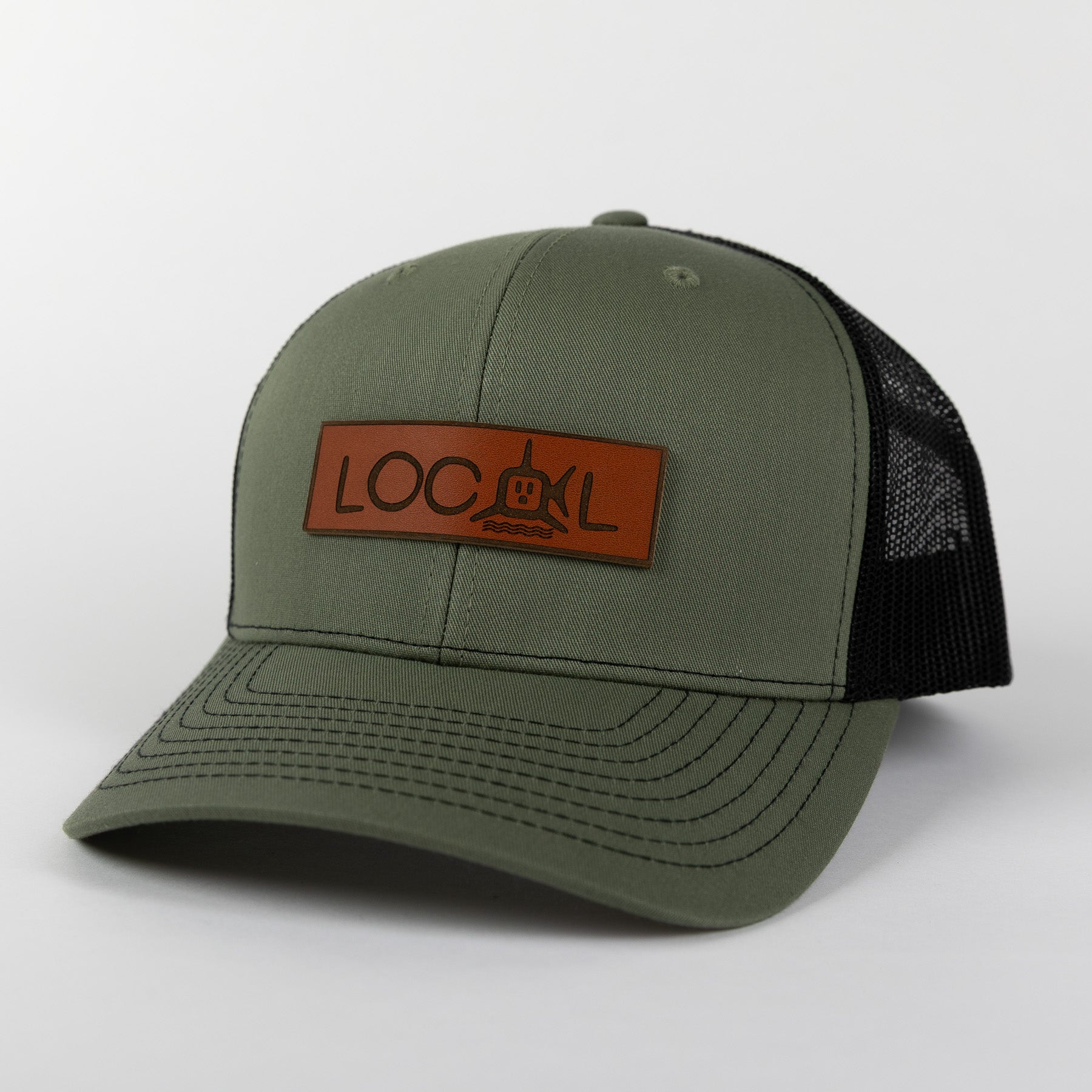 Leather Local Trucker - Green/Black