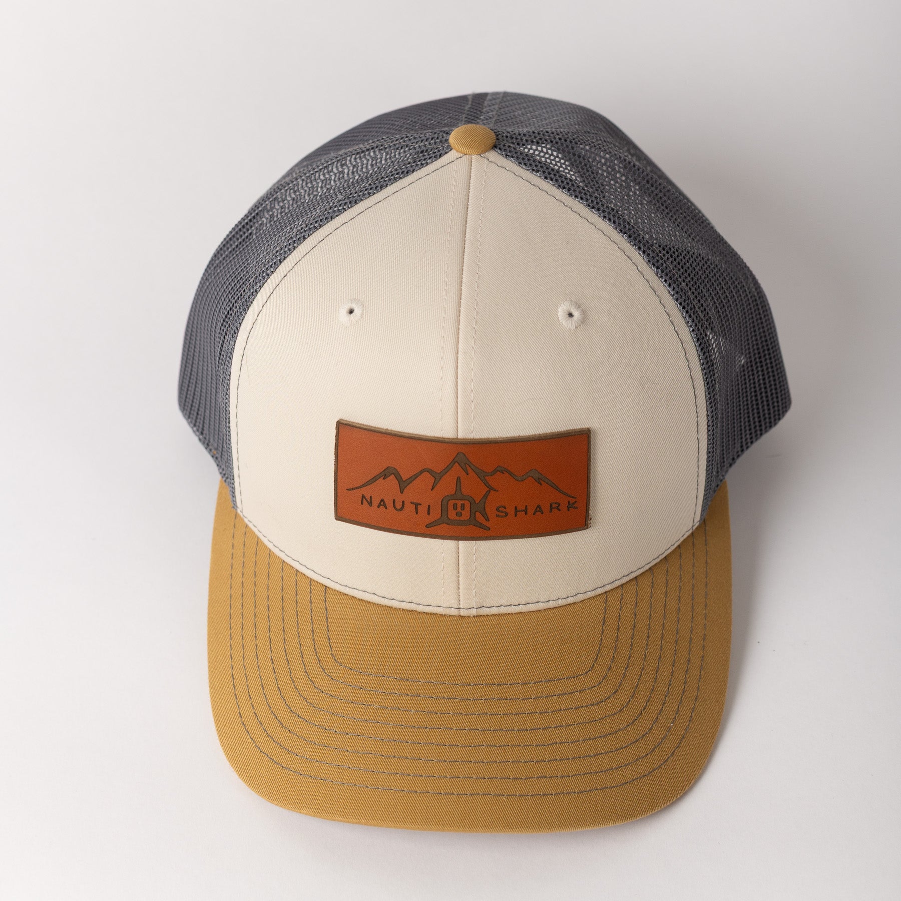 Leather Mountain Trucker - Beige/Grey/Flax