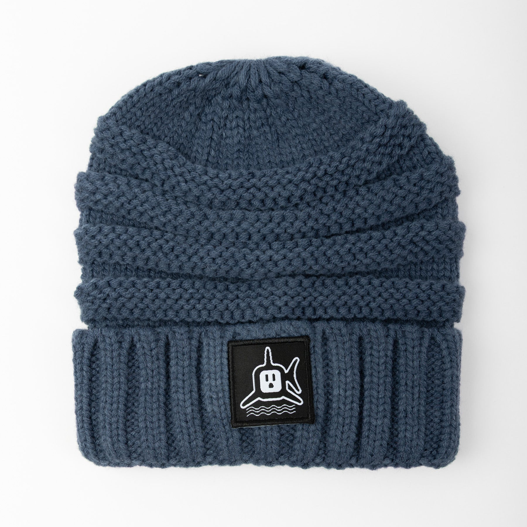 White Shark Knit Beanie - Denim