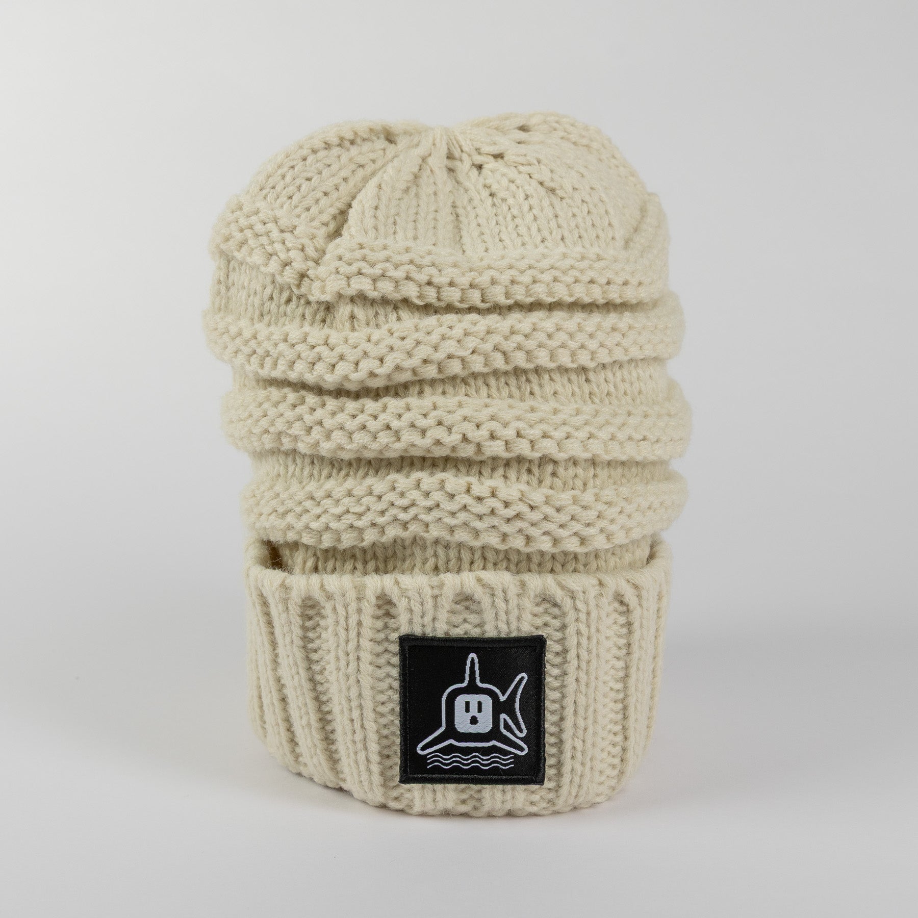 White Shark Knit Beanie - Ivory
