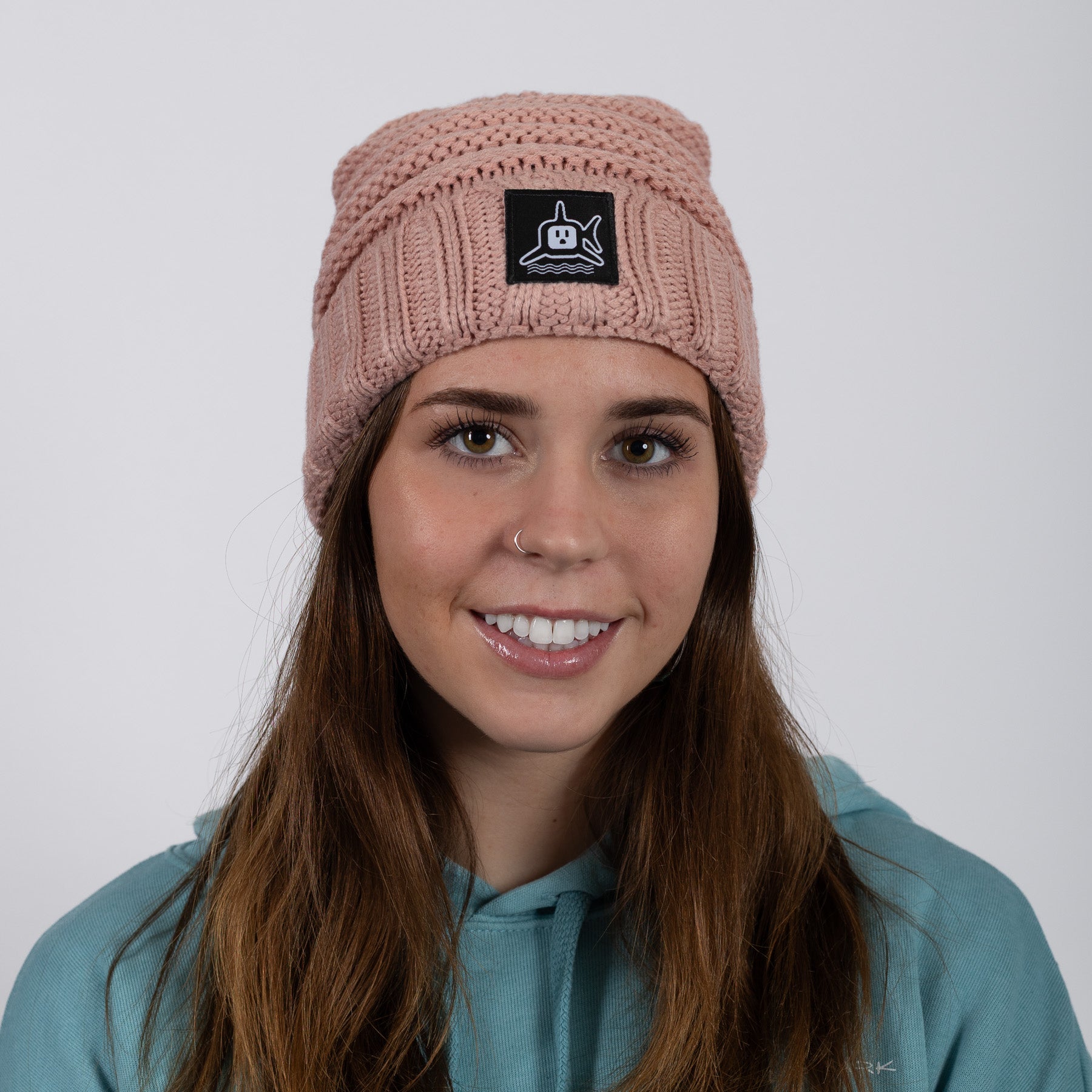 White Shark Knit Beanie - Rose
