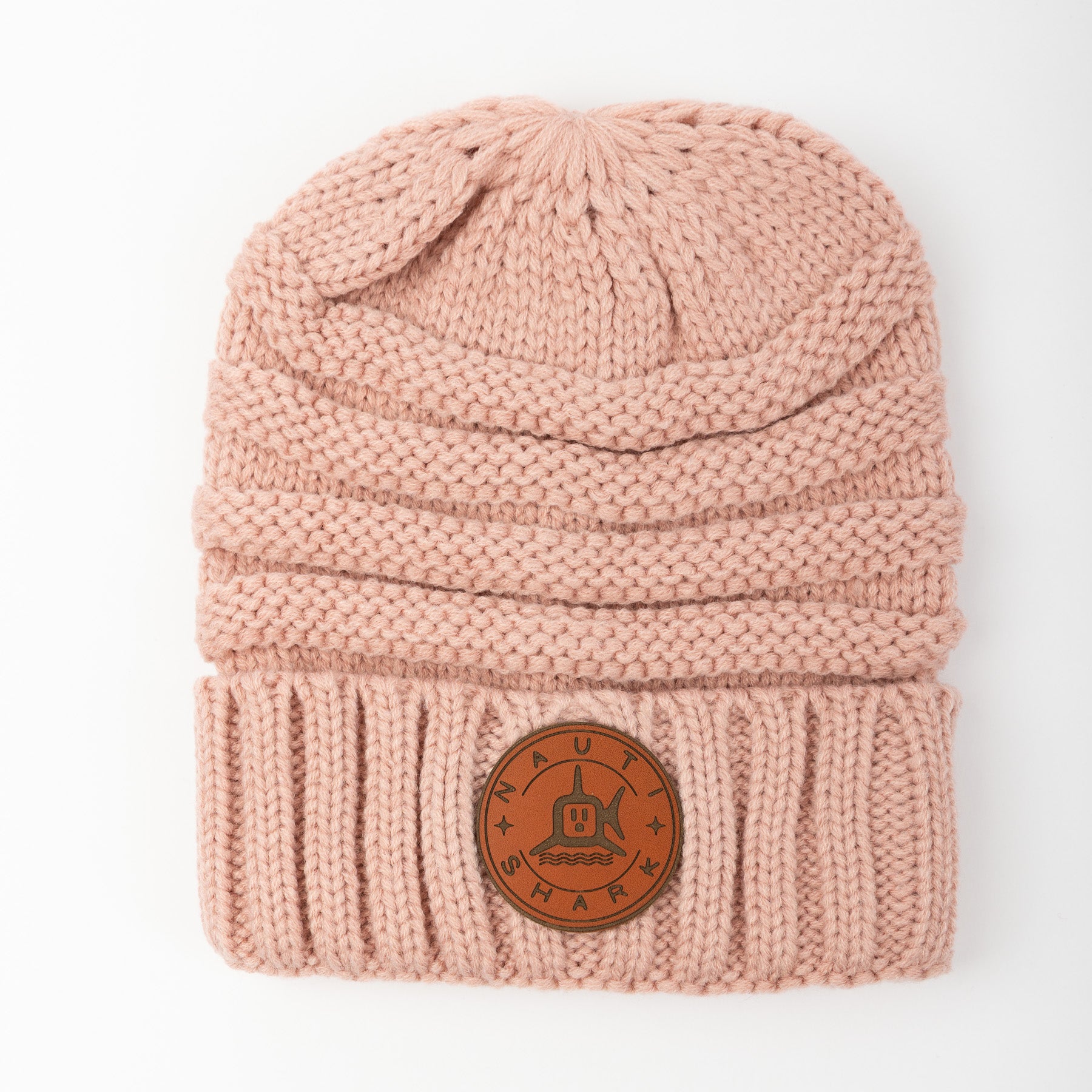 Leather Classic Circle Knit Beanie - Rose