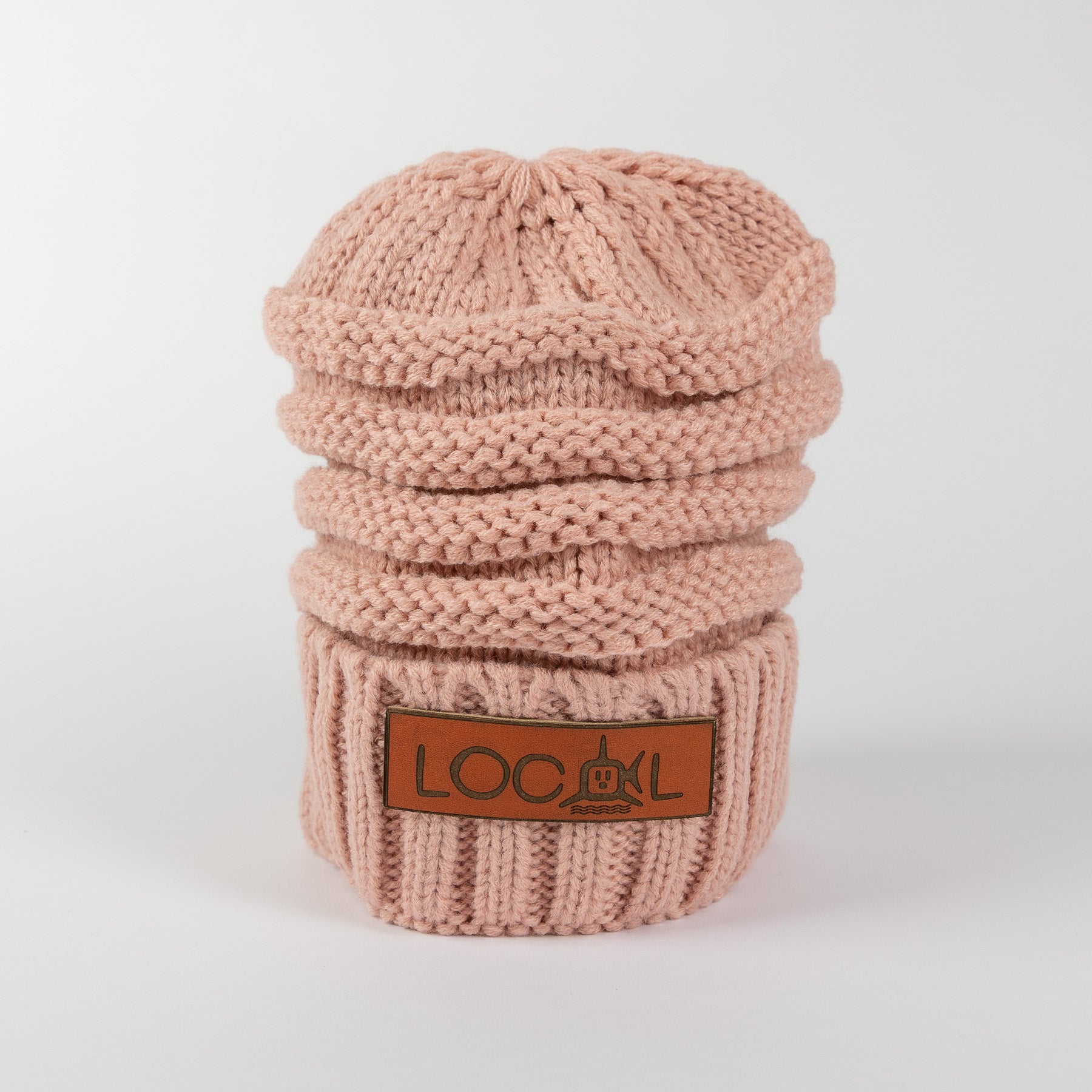 Leather Local Knit Beanie - Rose