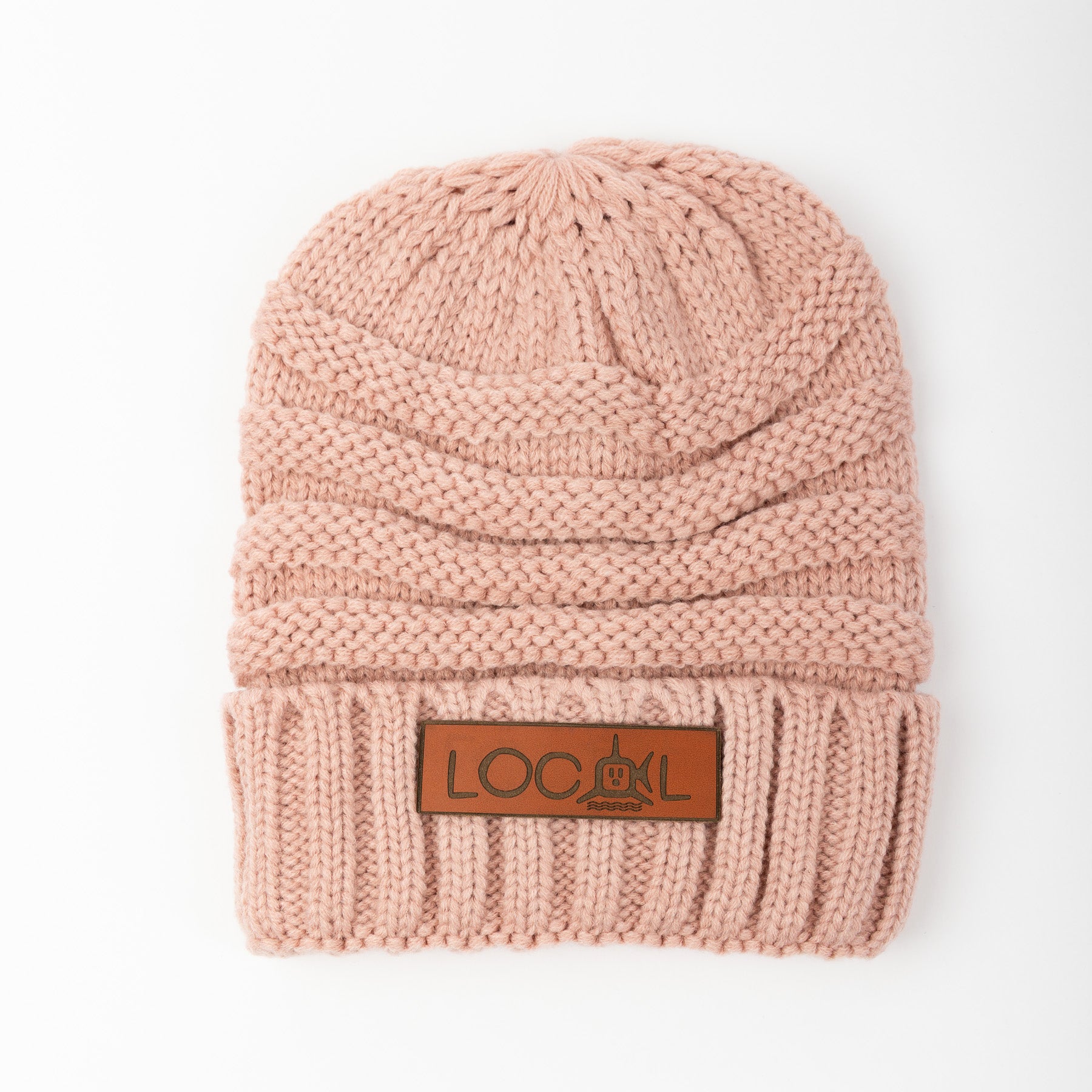 Leather Local Knit Beanie - Rose