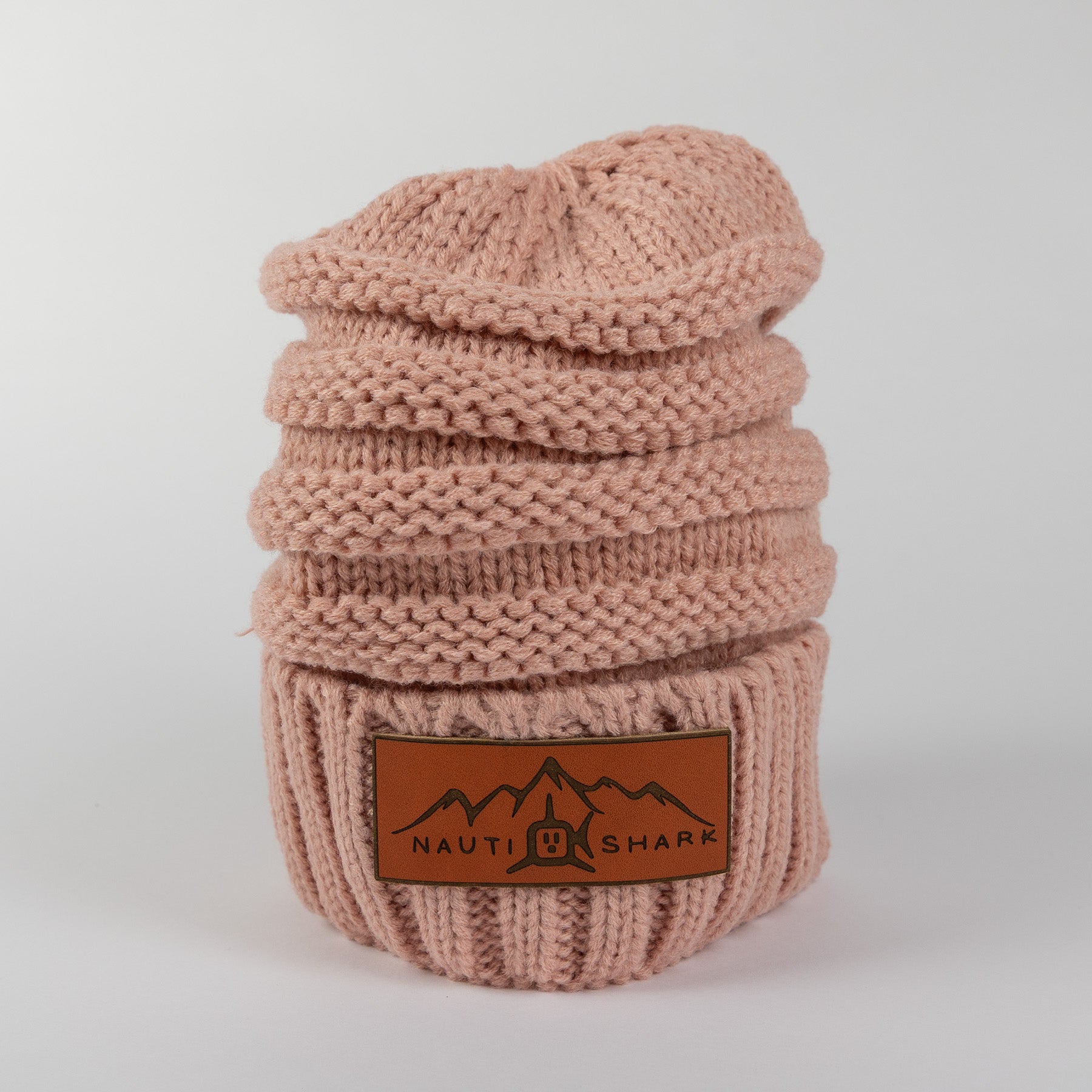 Leather Mountain Knit Beanie - Rose