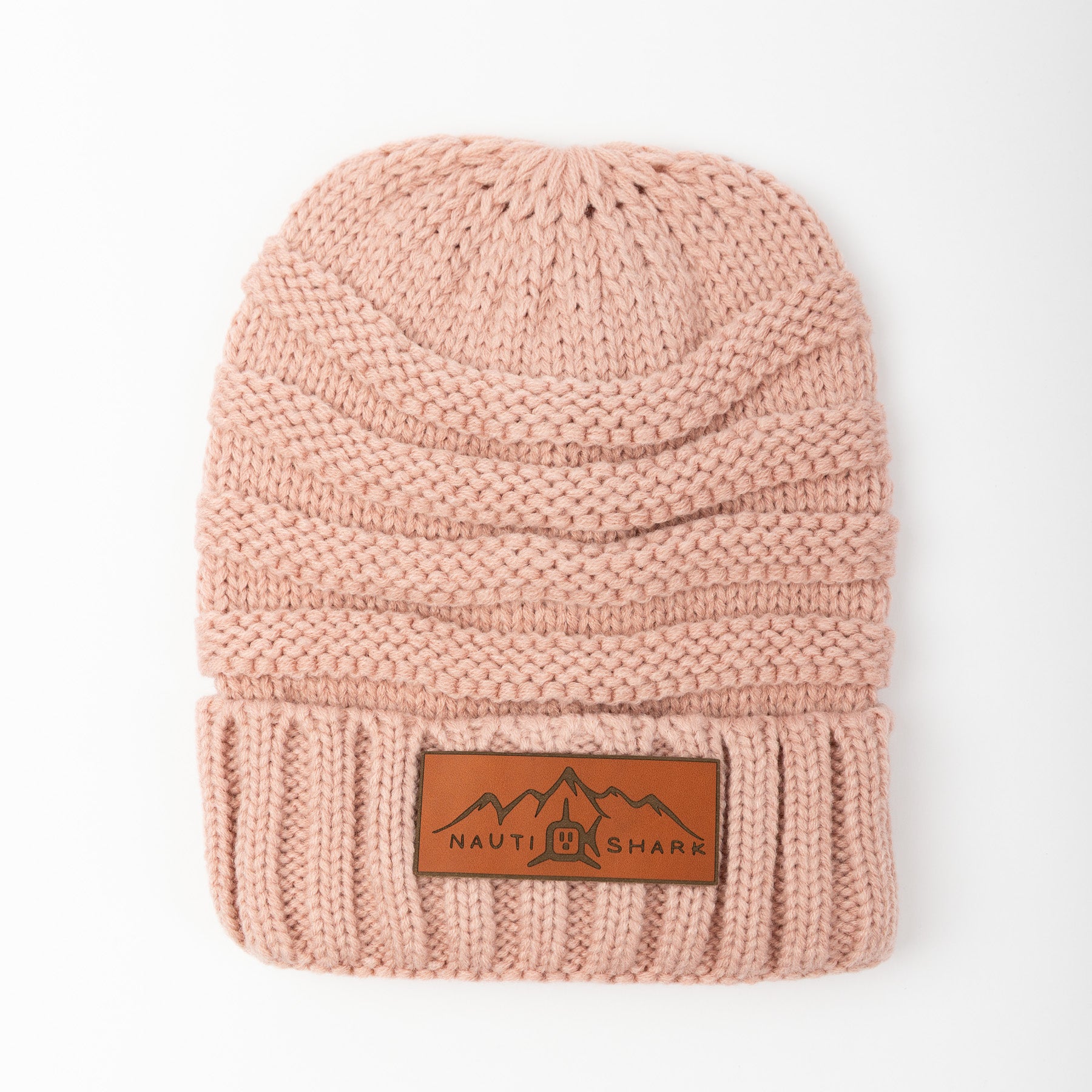Leather Mountain Knit Beanie - Rose