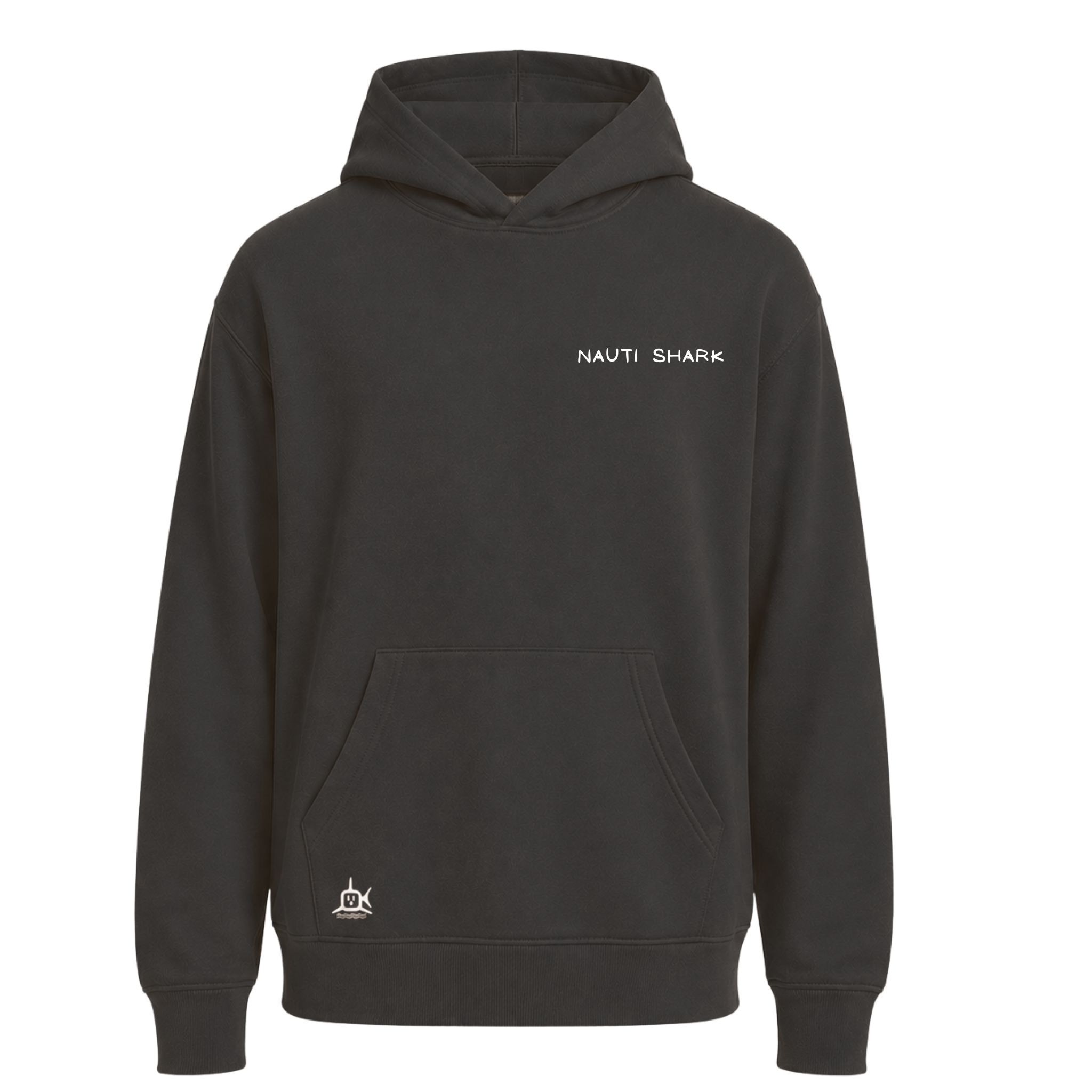 BLACK HOODIE W/ White SURF COMPANY Design