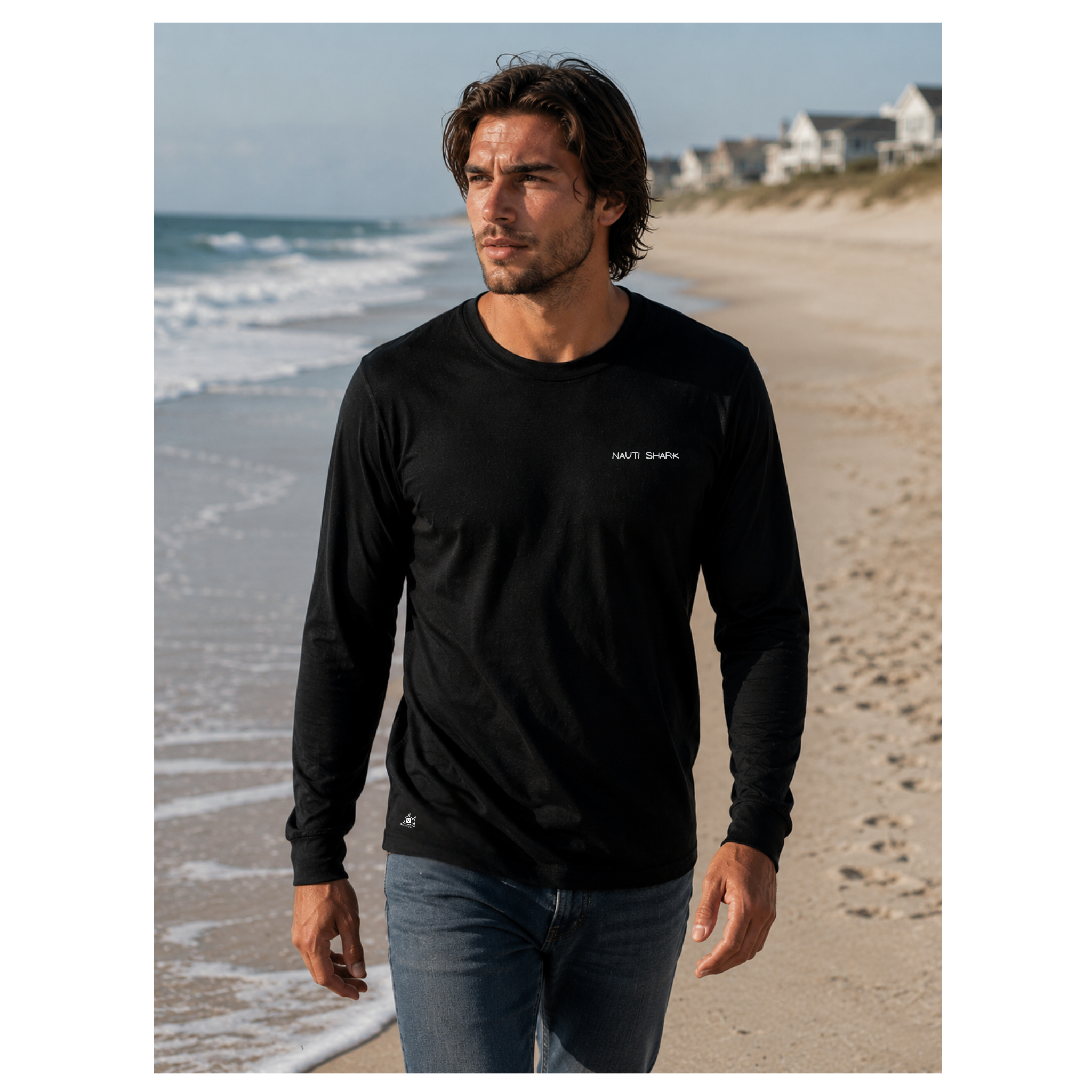 Black KRAKEN Long Sleeve T-SHIRT - Black & White Design
