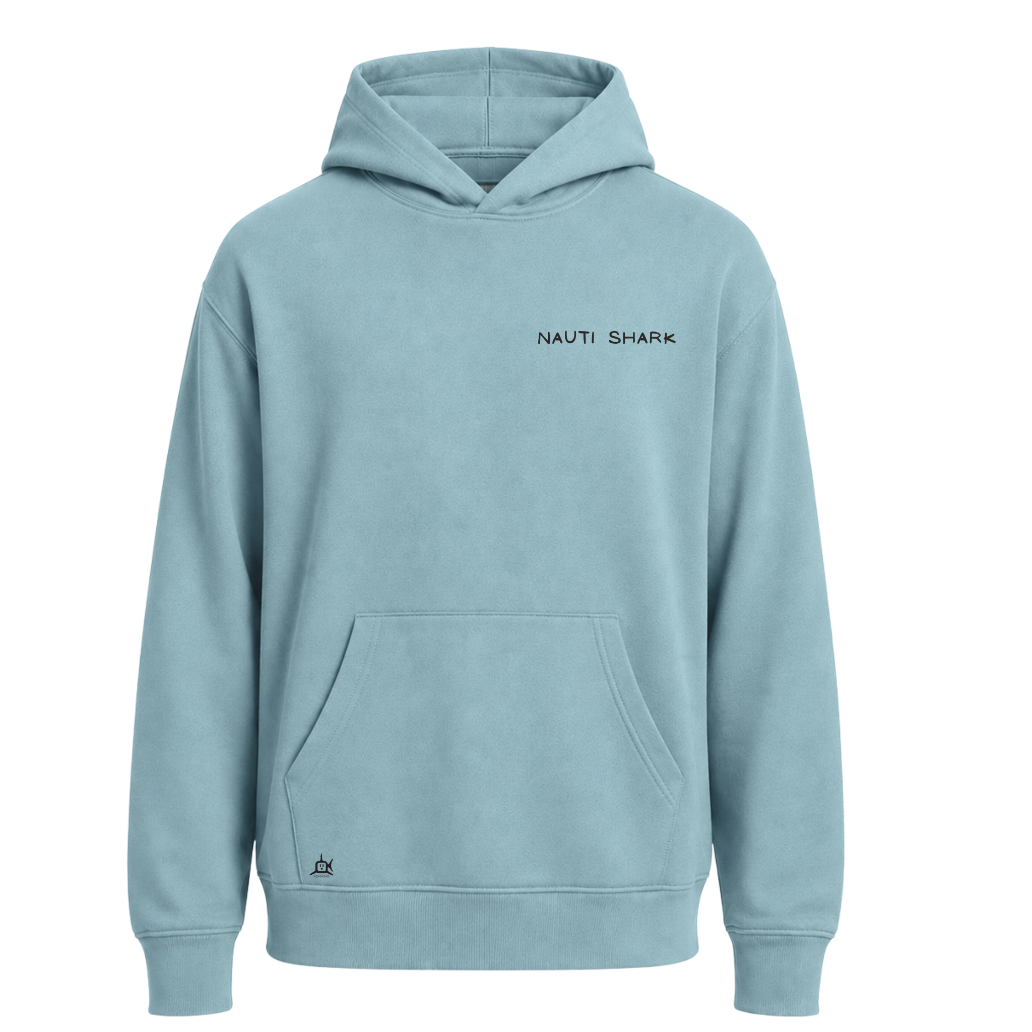 HEATHER BLUE LAGOON HOODIE W/ Black SURF COMPANY Design