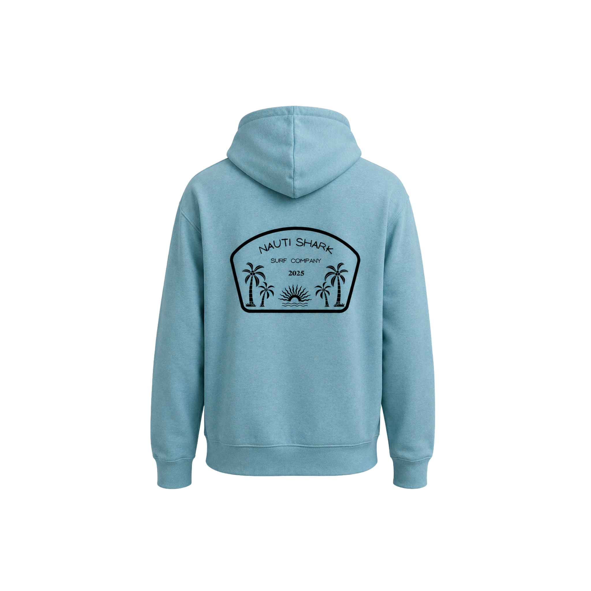 HEATHER BLUE LAGOON HOODIE W/ Black SURF COMPANY Design
