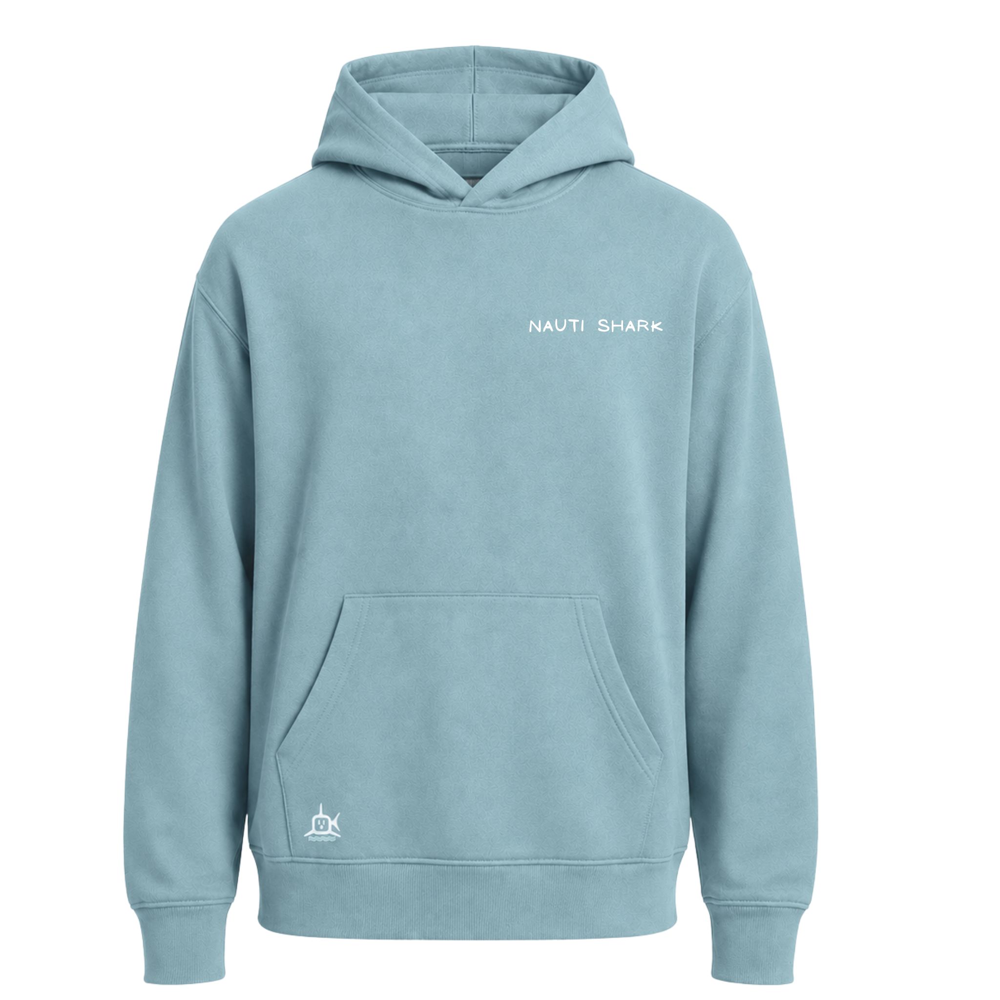 HEATHER BLUE LAGOON HOODIE W/ White SURF COMPANY Design