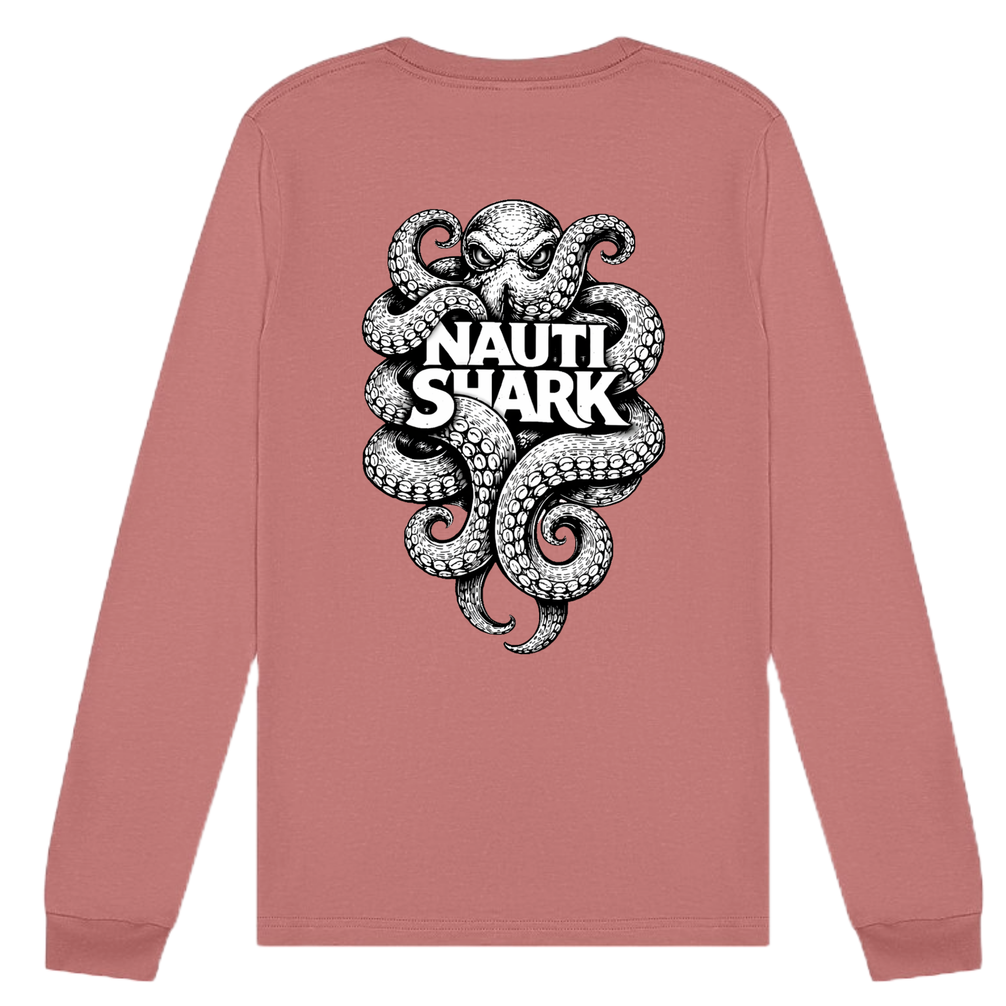 Mauve KRAKEN Long Sleeve T-SHIRT - Black & White Design