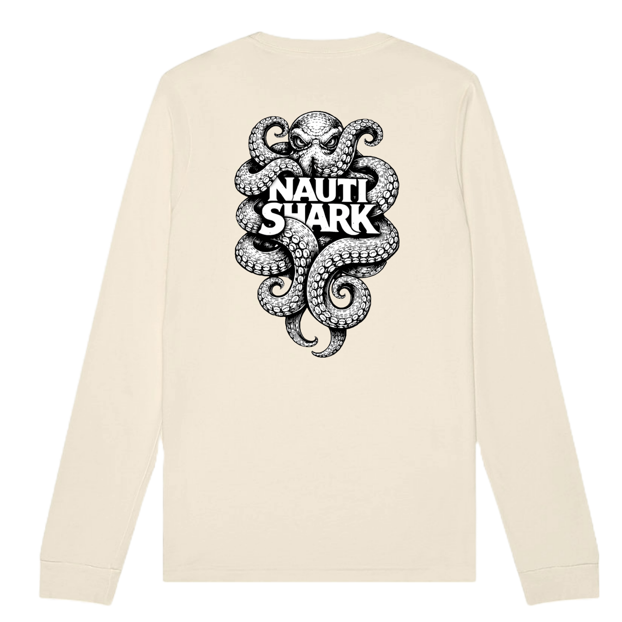 Natural KRAKEN Long Sleeve T-SHIRT - Black & White Design