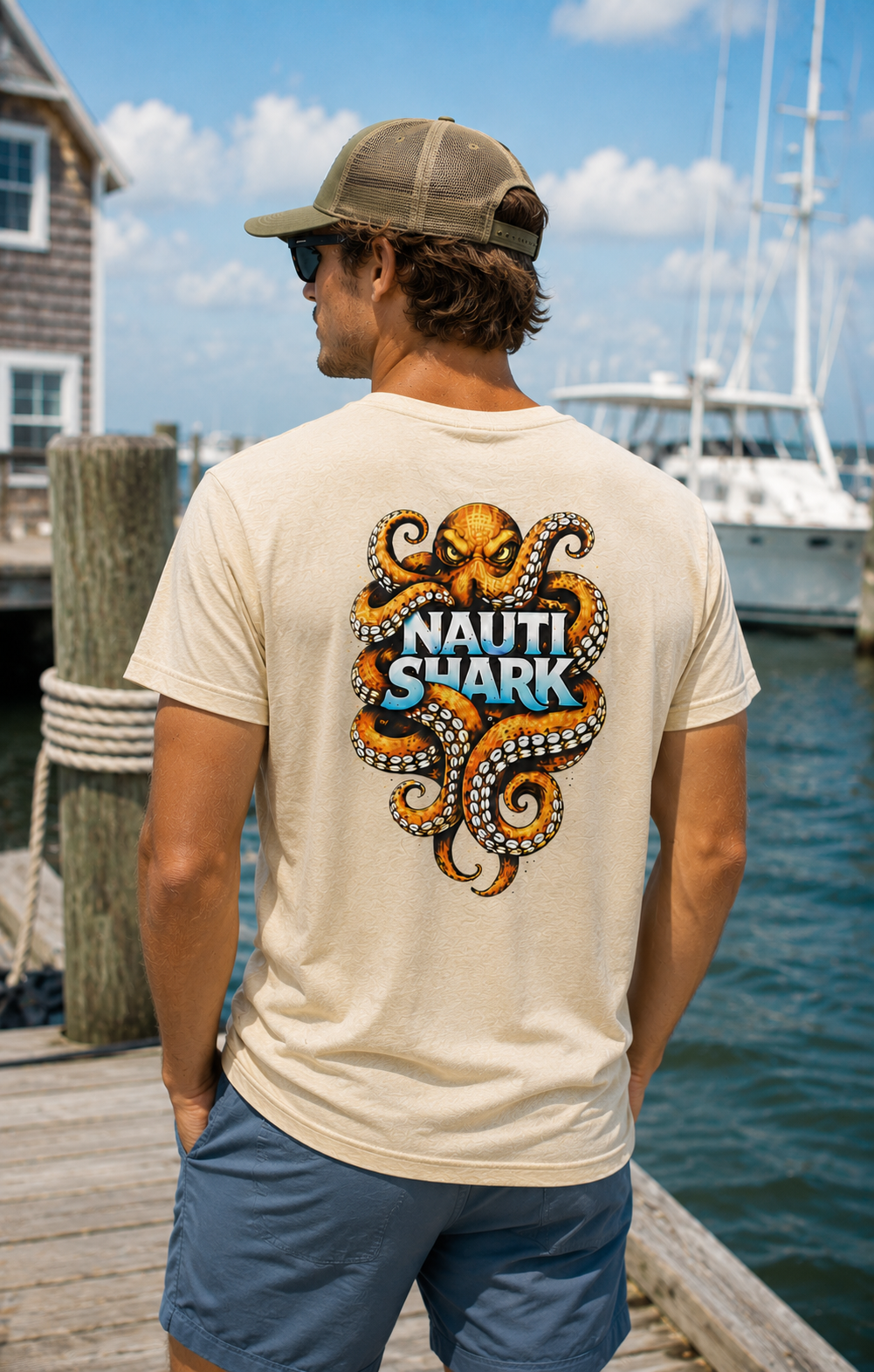 Natural KRAKEN T-SHIRT - Orange Design