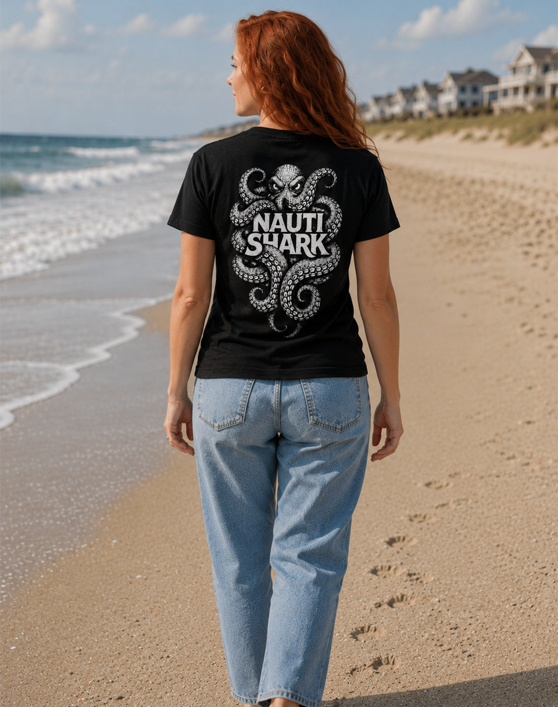 Black KRAKEN T-SHIRT - Black & White Design