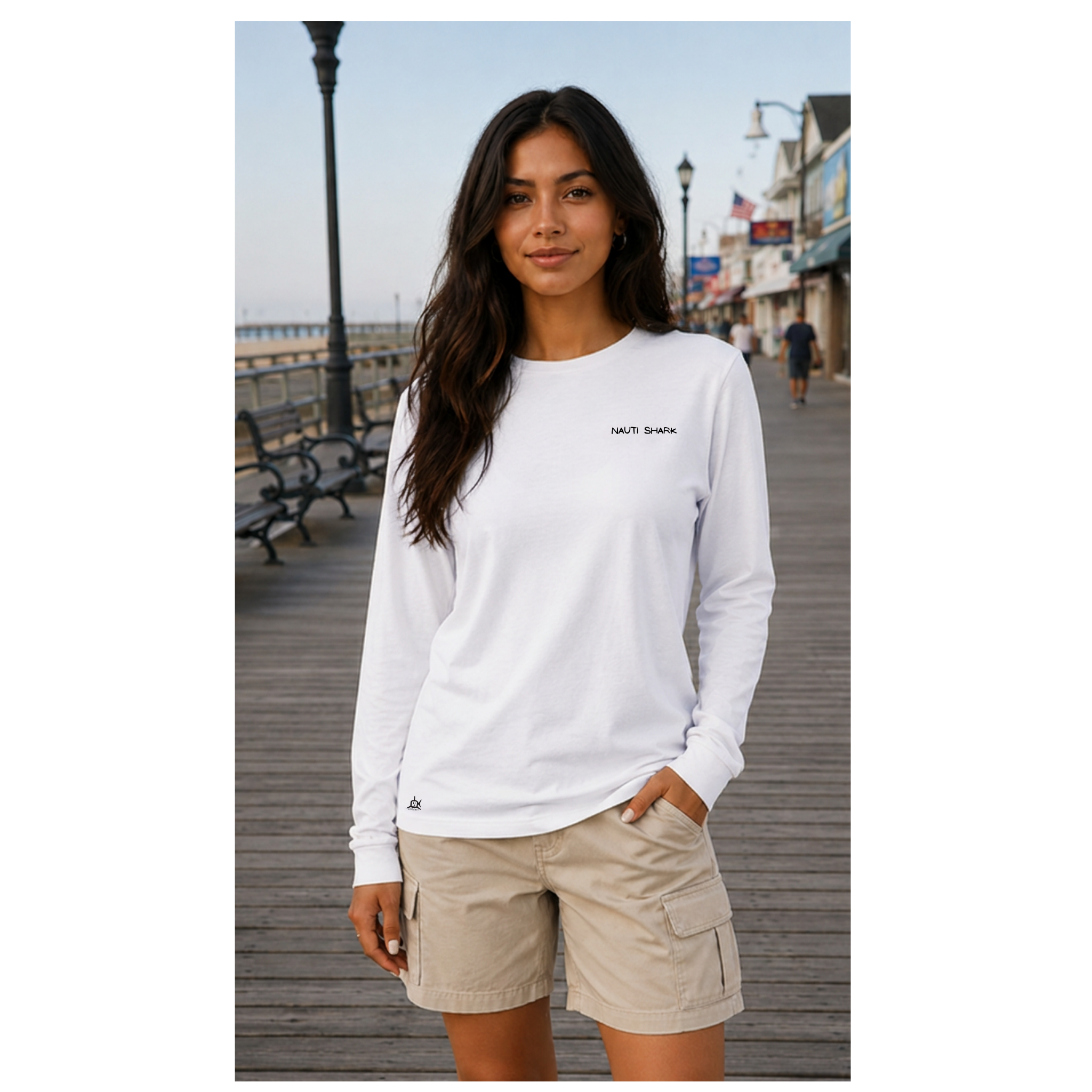 White KRAKEN Long Sleeve T-SHIRT - Black & White Design